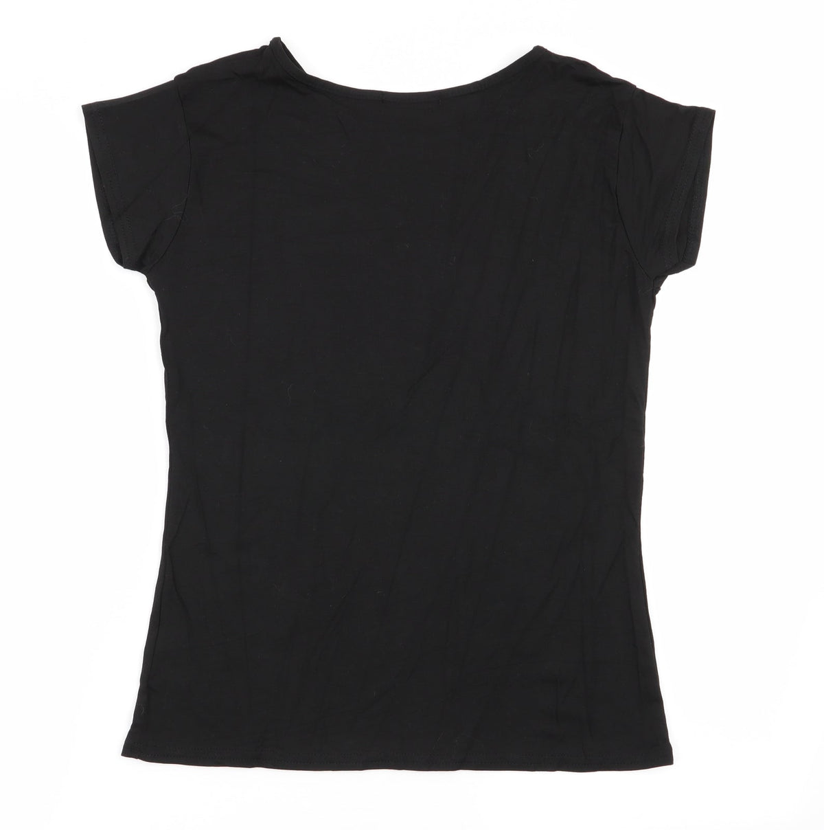 Back view of missi london women’s black basic t-shirt, size S