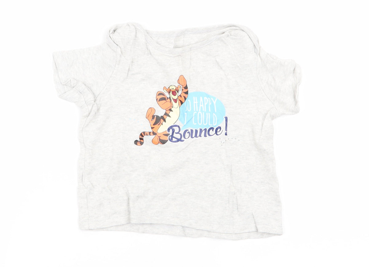 Front view of dinsey boys’ grey solid pyjama top, size 2-3, years