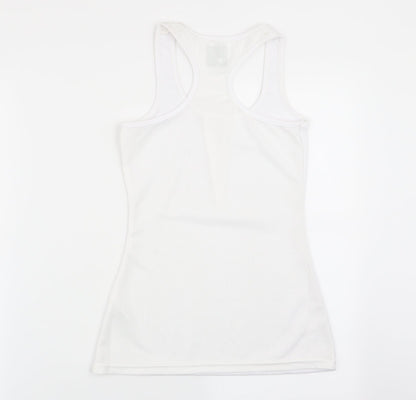 Back view of south beach body women’s white basic tank, size XS
