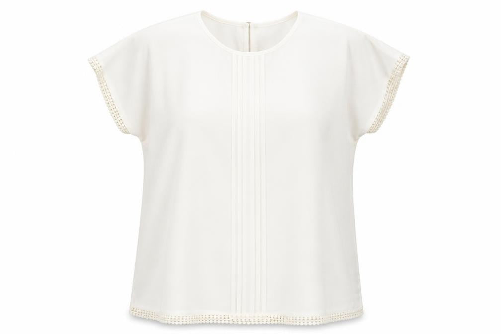 Front view of foglie rossie women’s white basic blouse, size 3XL