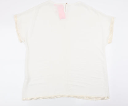 foglie rossie Womens White   Basic Blouse Size 3XL