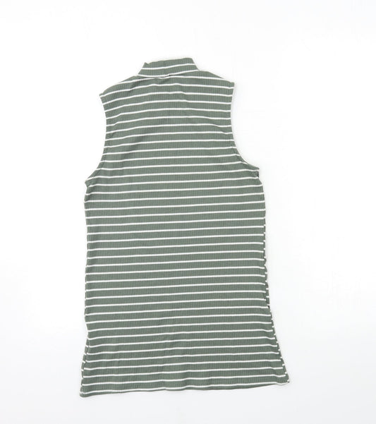 Papaya Womens Green Striped  Basic Tank Size 10