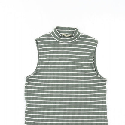 Papaya Womens Green Striped  Basic Tank Size 10