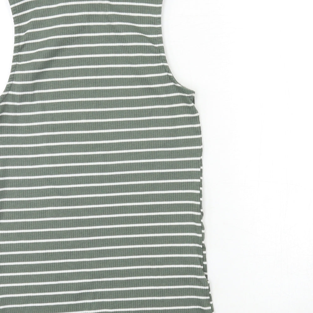 Papaya Womens Green Striped  Basic Tank Size 10