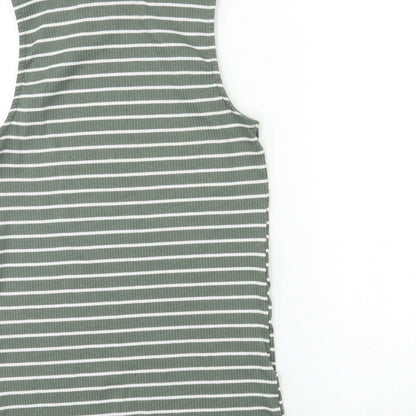 Papaya Womens Green Striped  Basic Tank Size 10