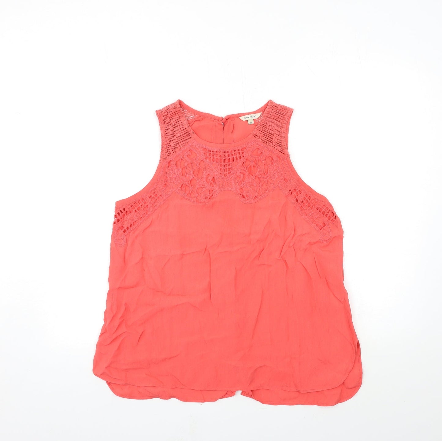 Womens UK Size 10 River Island Pink Basic Tank