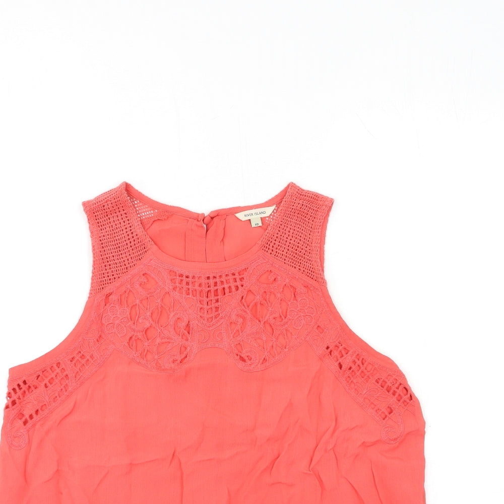 Womens UK Size 10 River Island Pink Basic Tank