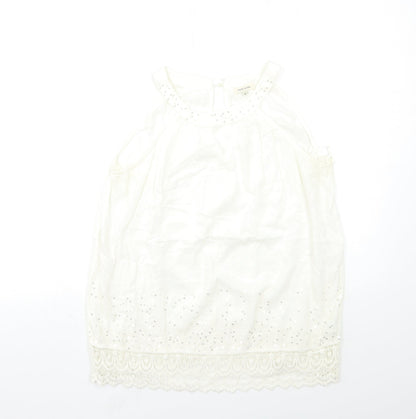 Womens UK Size 10 River Island White Basic Tank
