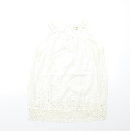 Womens UK Size 10 River Island White Basic Tank