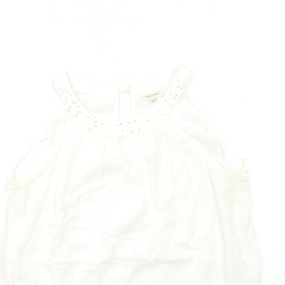 Womens UK Size 10 River Island White Basic Tank