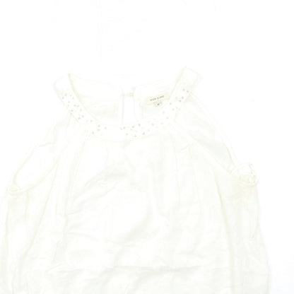Womens UK Size 10 River Island White Basic Tank