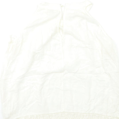 Womens UK Size 10 River Island White Basic Tank