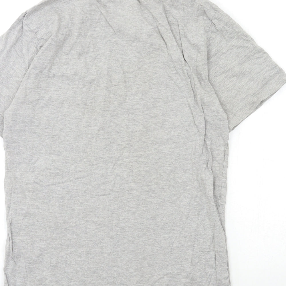 Brand and care label for Avengers men’s grey t-shirt, size S