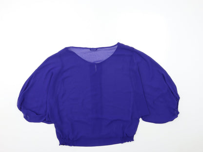 Womens UK Size 14 M&Co Blue Basic Blouse