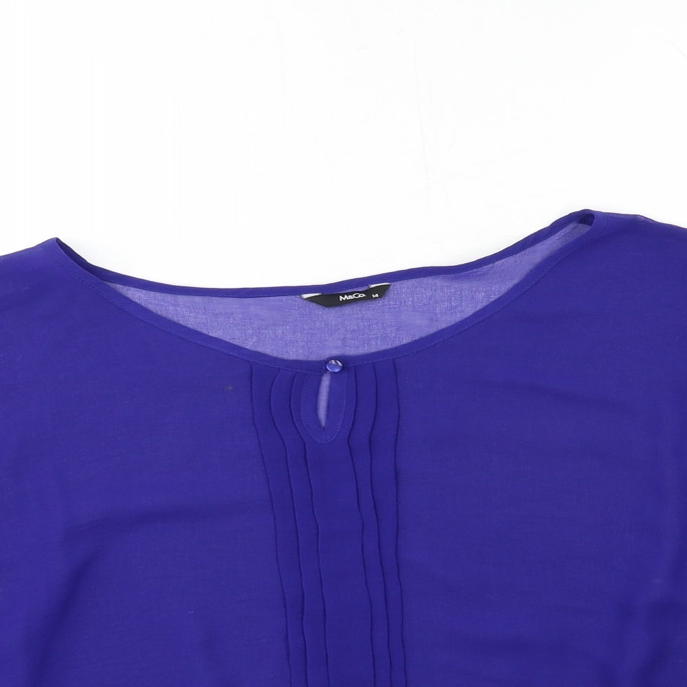 Womens UK Size 14 M&Co Blue Basic Blouse