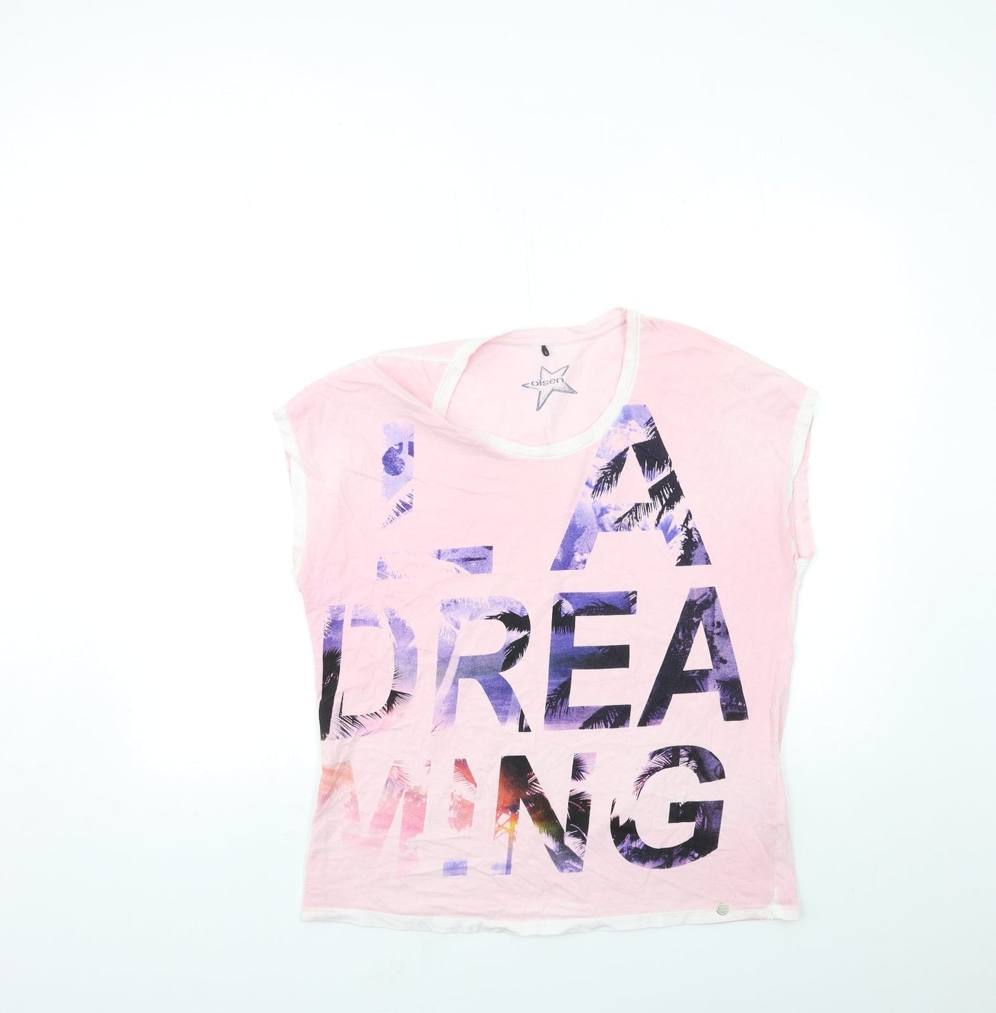 Womens UK Size 14 Olsen Pink Basic T-Shirt