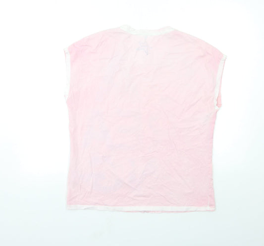 Olsen Womens Pink Floral  Basic T-Shirt Size 14