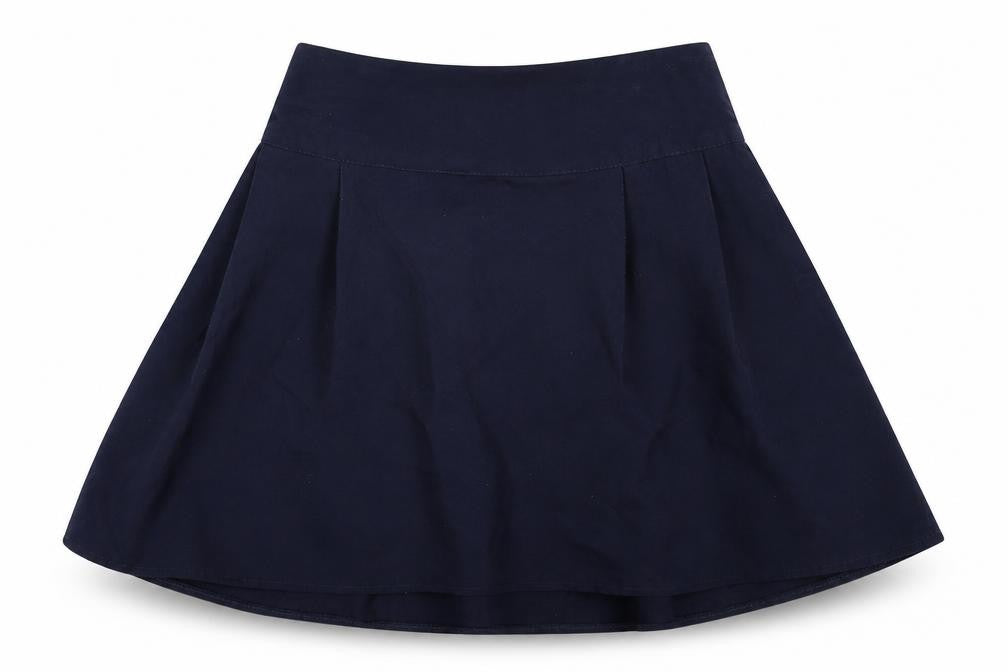 Front view of F&F girls’ blue pleated skirt, size 6-7, years - school