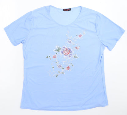 Womens UK Size L Xin Da Blue Basic T-Shirt