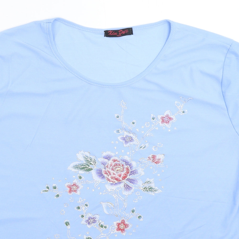 Womens UK Size L Xin Da Blue Basic T-Shirt