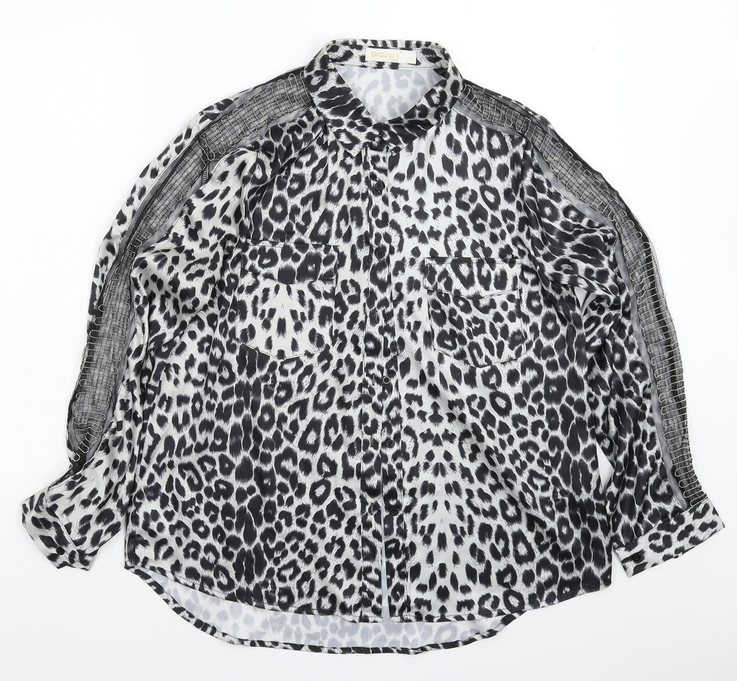 Exquiss Womens Multicoloured Animal Print  Basic Button-Up Size L