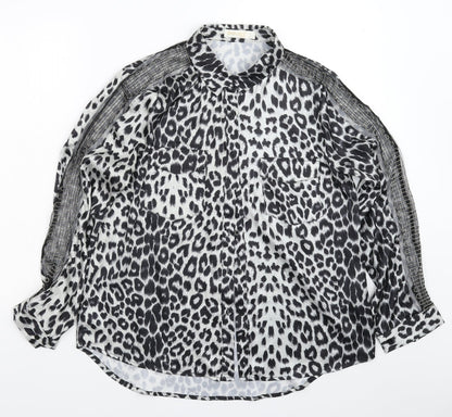 Exquiss Womens Multicoloured Animal Print  Basic Button-Up Size L