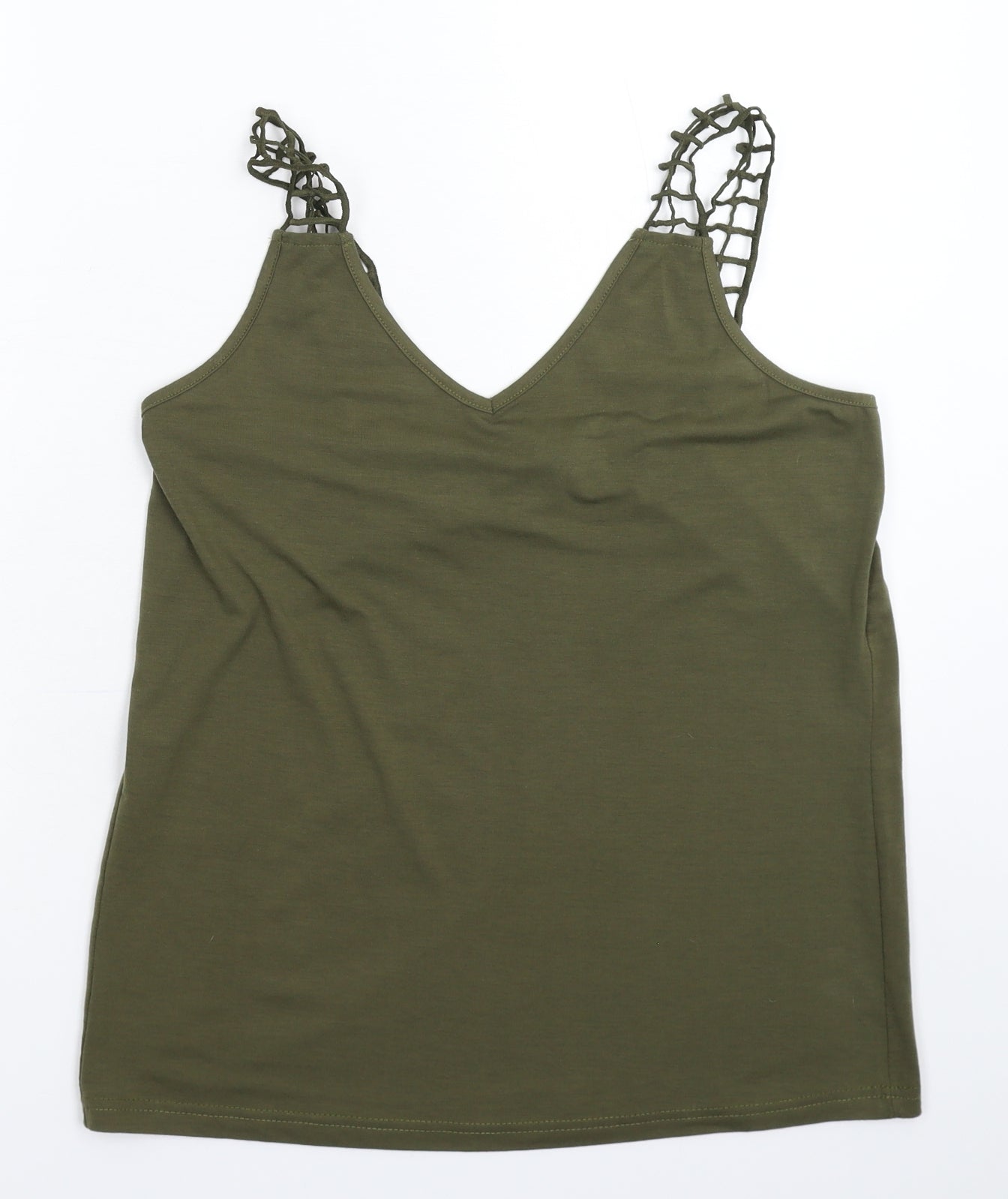 Womens UK Size M Preworn Green Basic Tank