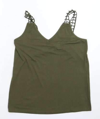 Womens UK Size M Preworn Green Basic Tank