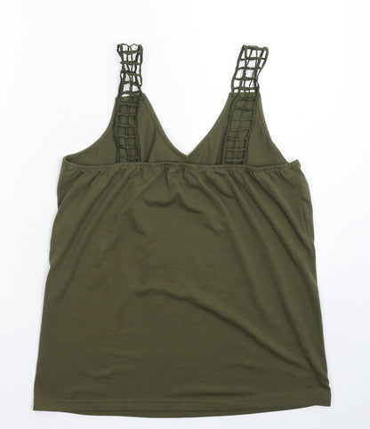 Womens UK Size M Preworn Green Basic Tank