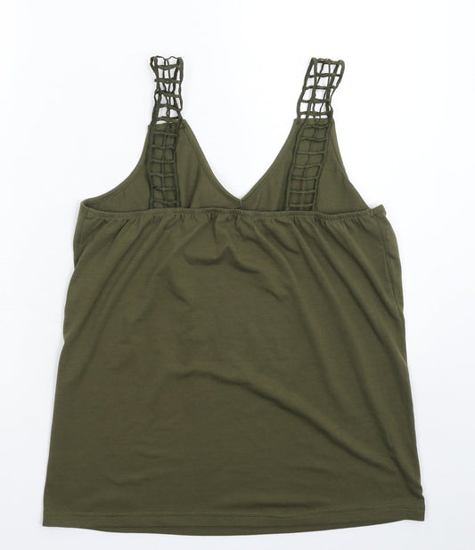 Womens UK Size M Preworn Green Basic Tank