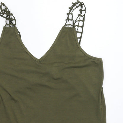 Womens UK Size M Preworn Green Basic Tank