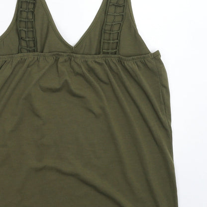 Womens UK Size M Preworn Green Basic Tank