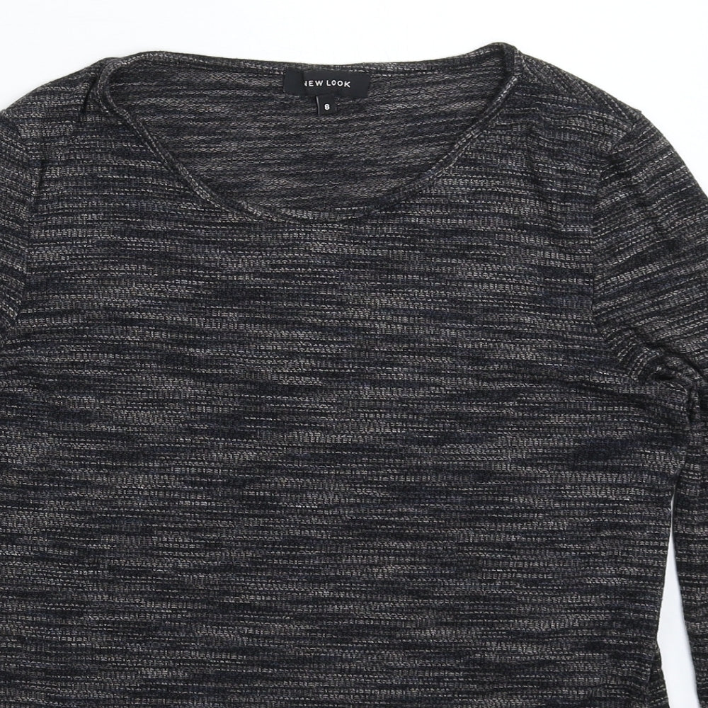 Womens UK Size 6 New Look Grey Basic T-Shirt