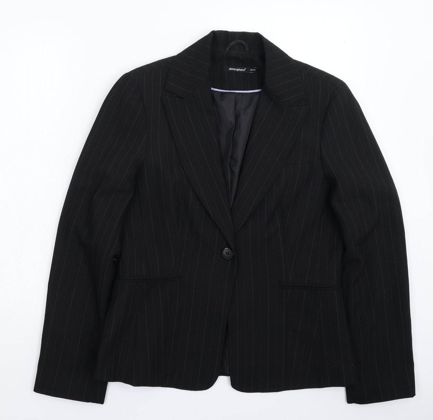 Atmosphere Womens Black Striped  Jacket Suit Jacket Size 14