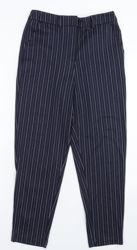 TU Womens Blue Striped  Trousers  Size 10 L25 in