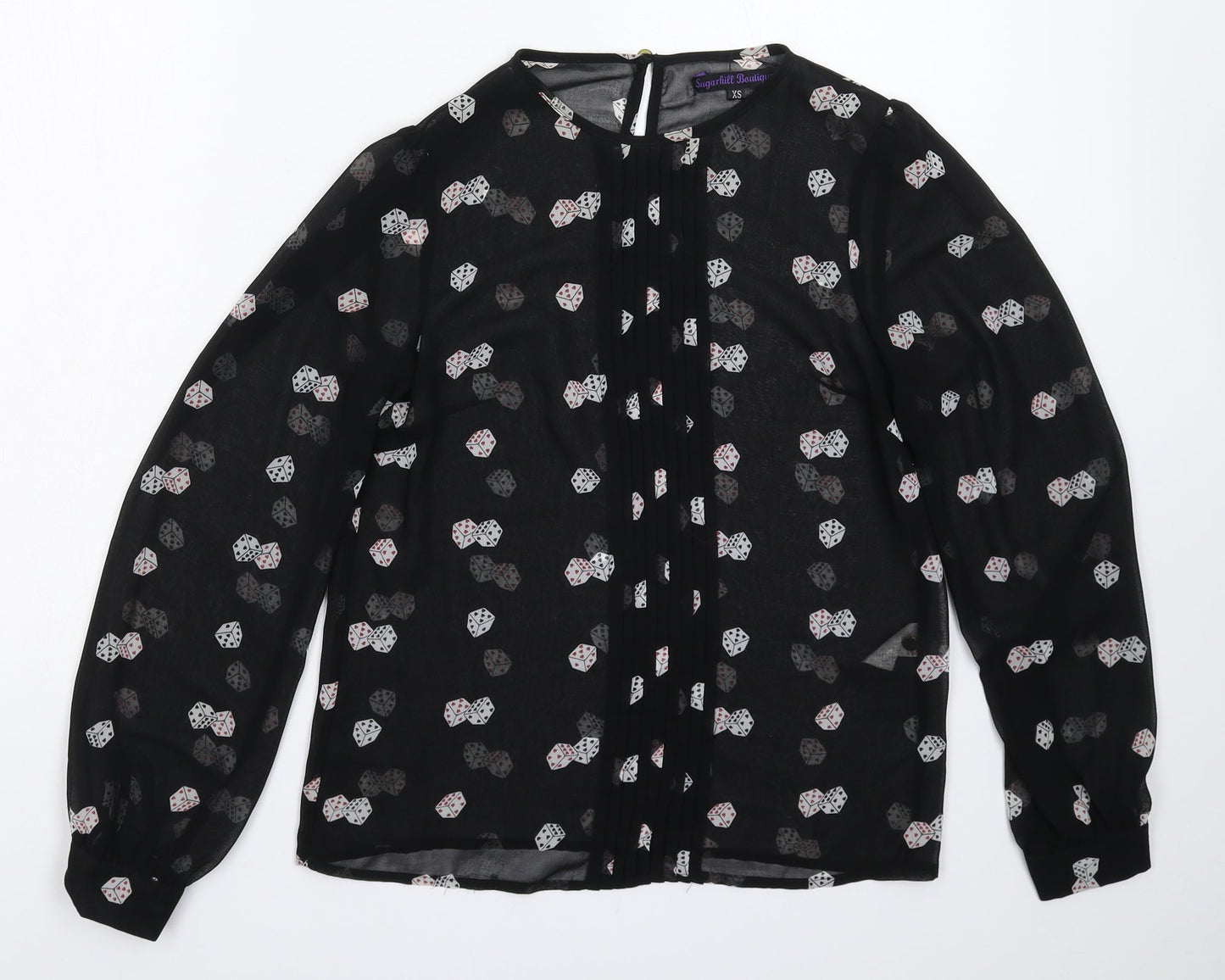 Womens UK Size XS Sugarhill Black Basic Blouse