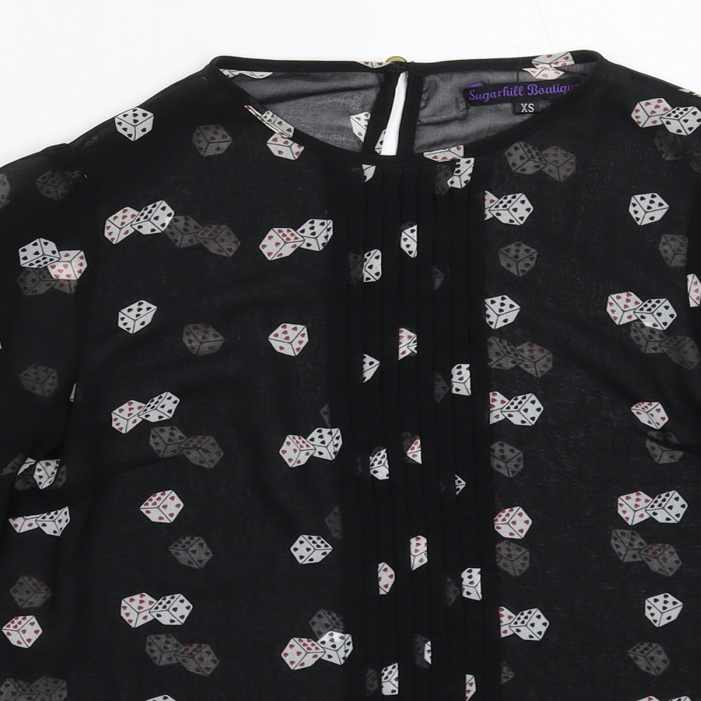 Womens UK Size XS Sugarhill Black Basic Blouse