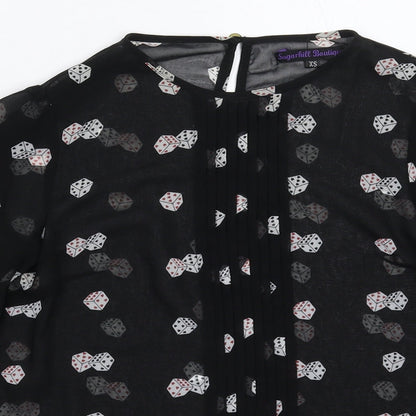 Womens UK Size XS Sugarhill Black Basic Blouse