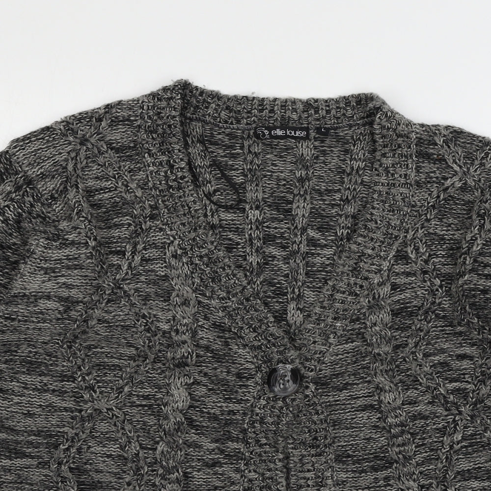 Womens UK Size L Ellie Louise Grey Cardigan Jumper