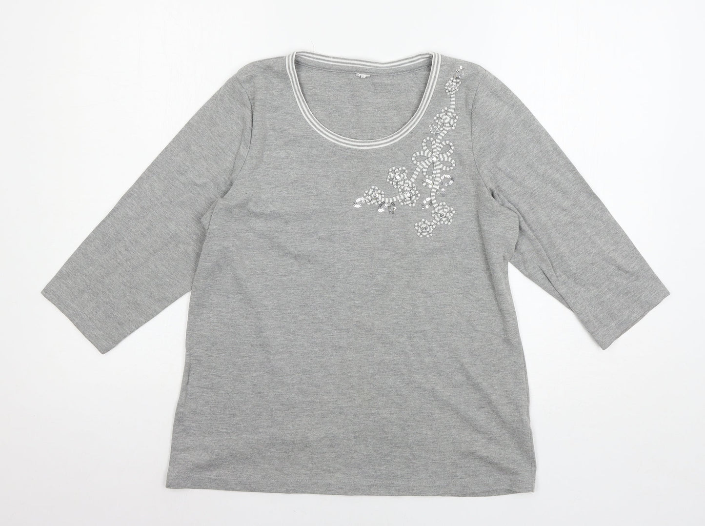 Bonmarché Womens Grey  Jersey Basic T-Shirt Size S