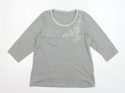 Bonmarché Womens Grey  Jersey Basic T-Shirt Size S