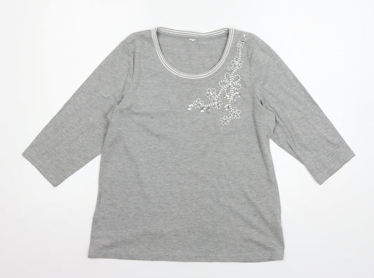 Bonmarché Womens Grey  Jersey Basic T-Shirt Size S