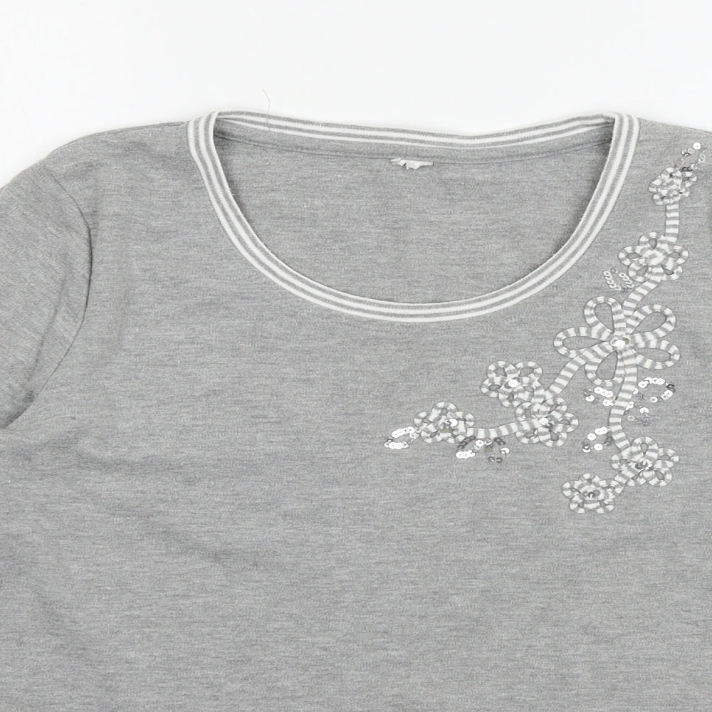 Bonmarché Womens Grey  Jersey Basic T-Shirt Size S