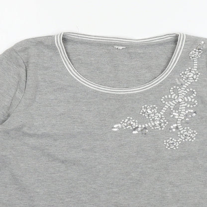 Bonmarché Womens Grey  Jersey Basic T-Shirt Size S