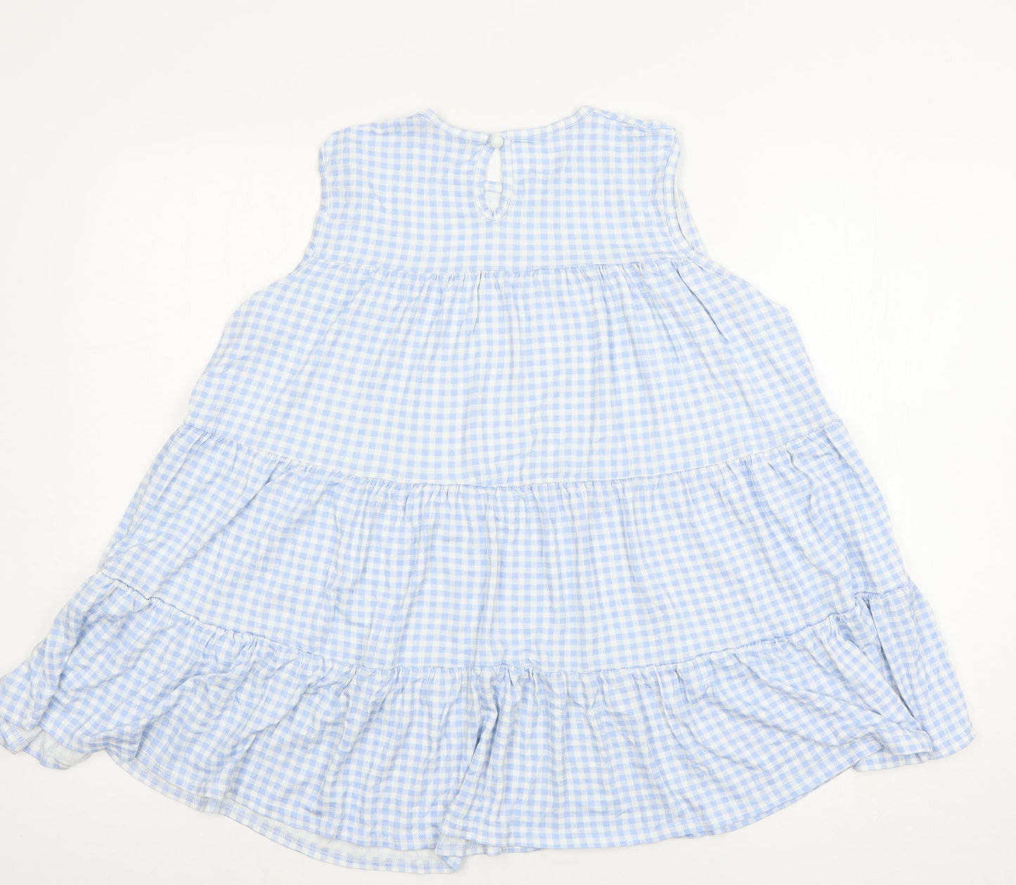 Boohoo Womens Blue Check Jersey Basic Blouse Size 12