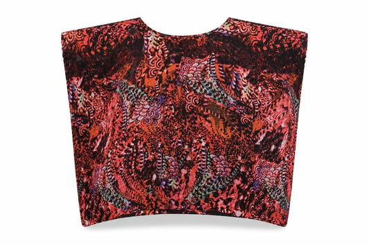 Front view of Peacocks women’s pink geometric basic blouse, size L