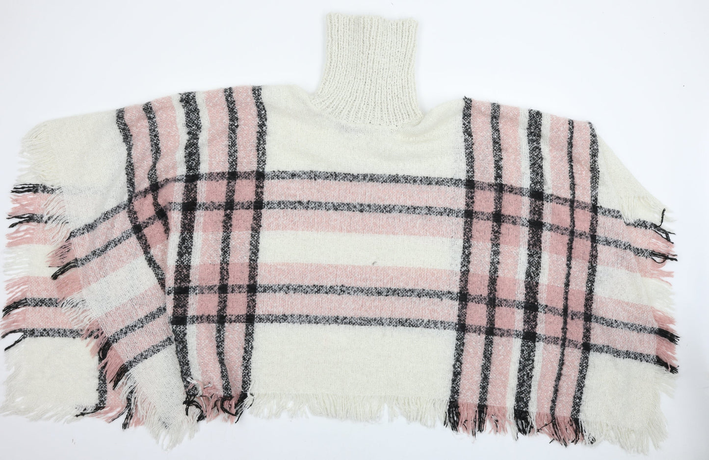 Studio Womens Ivory Plaid Knit Pullover Jumper One Size