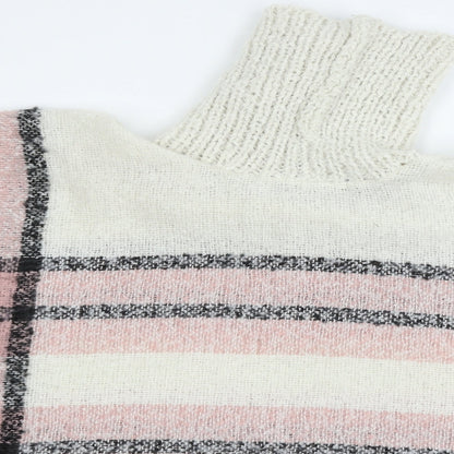 Studio Womens Ivory Plaid Knit Pullover Jumper One Size