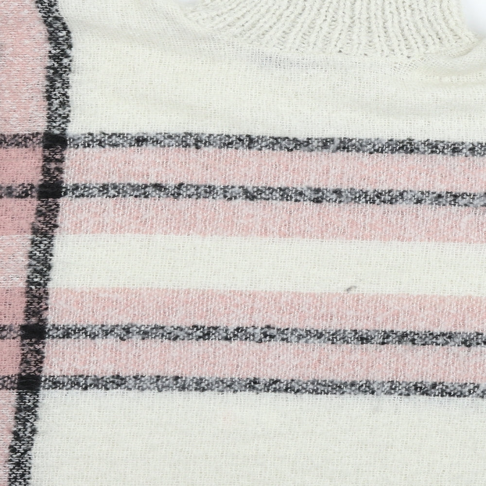Studio Womens Ivory Plaid Knit Pullover Jumper One Size