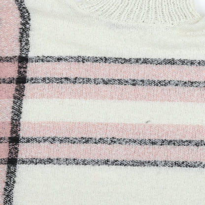 Studio Womens Ivory Plaid Knit Pullover Jumper One Size